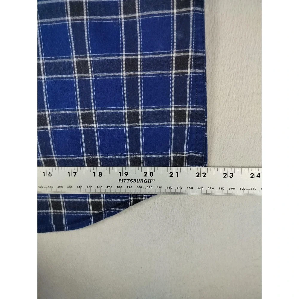Banana Republic Shirt Mens Large Blue Plaid Long Sleeve‎ Flannel Slim Fit Casual